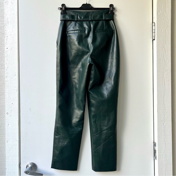 Aritzia Babaton Belted Tie-front Vegan Leather Pants - Dark Green - Size 0 - Picture 4 of 11